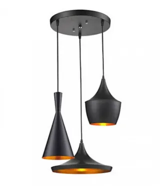 Lampa wisząca potrójna - Czarna Foggi W3