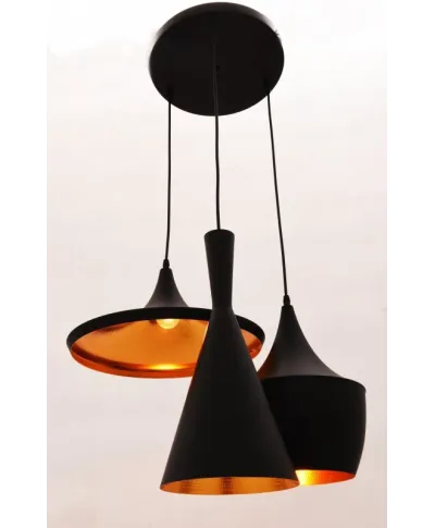 Lampa wisząca potrójna - Czarna Foggi W3