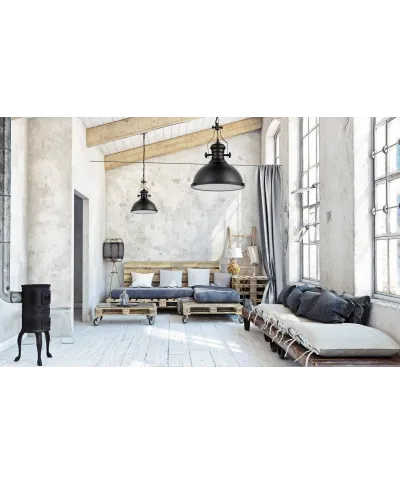 Lampa wisząca - Czarna industrialna - Eligio W1