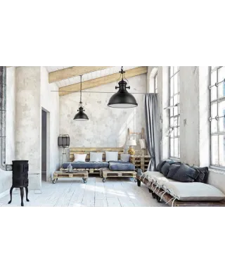 Lampa wisząca - Czarna industrialna - Eligio W1