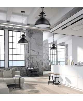 Lampa wisząca - Czarna industrialna - Eligio W1