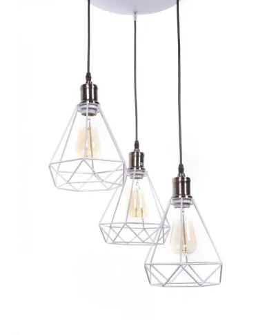 Lampa wisząca industrialna - Biała Loft Cobi W3