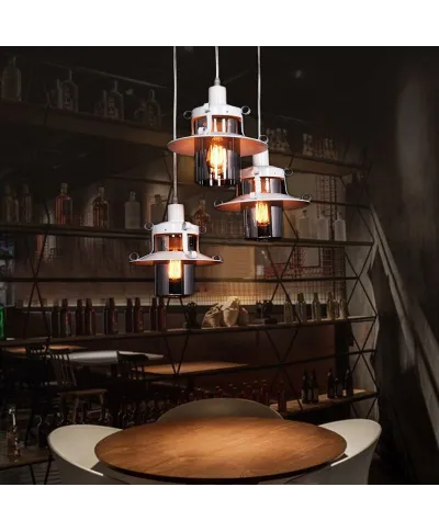 Industrialna lampa wisząca - Biała LOFT - Capri W1