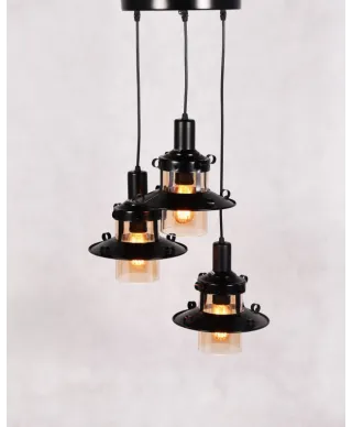 Lampa wisząca - Industrialna - Loft Czarna - Capri W3