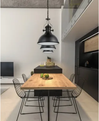 Lampa wisząca - Industrialna Czarna Eligio W3