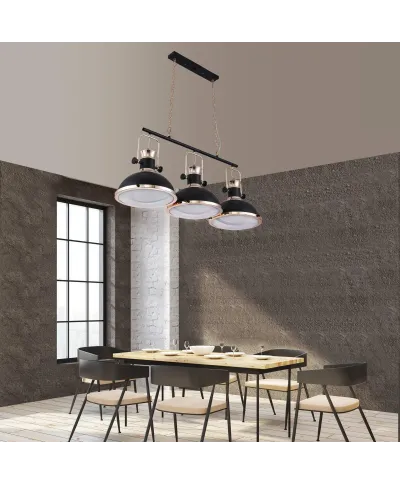 LAMPA WISZĄCA POTRÓJNA LOFT CZARNA BATORE W3