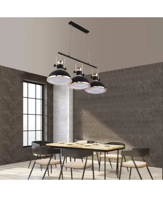 LAMPA WISZĄCA POTRÓJNA LOFT CZARNA BATORE W3