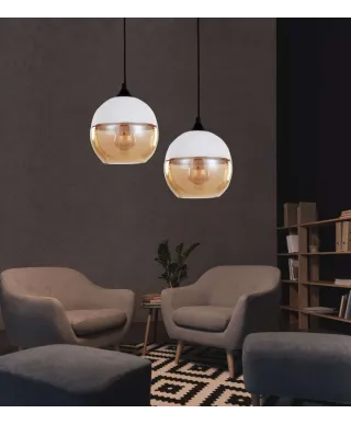 Lampa wisząca - Industrialna - Loft - Biała - Albion