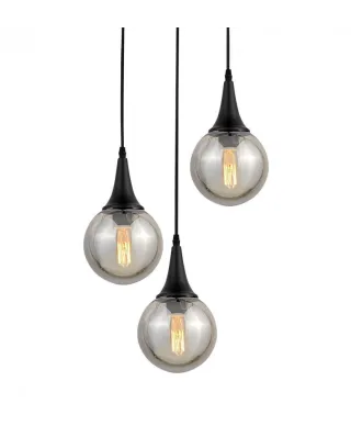 Lampa wisząca Potrójna - Czarna Loft Rocherro Trio