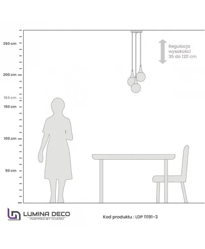 Lampa wisząca Potrójna - Czarna Loft Rocherro Trio