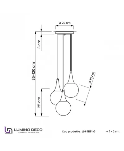Lampa wisząca Potrójna - Czarna Loft Rocherro Trio