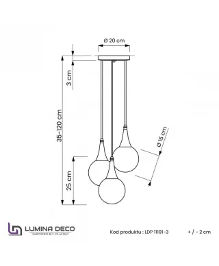 Lampa wisząca Potrójna - Czarna Loft Rocherro Trio