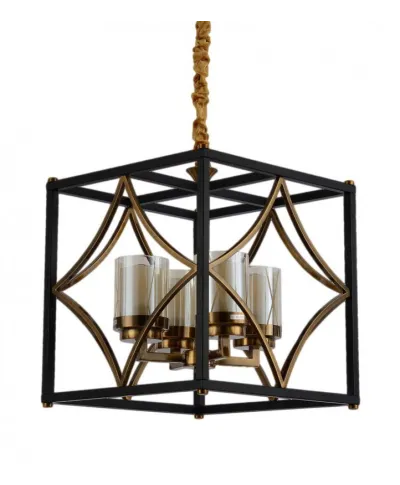 Lampa wisząca - Czarno Mosiężna Loft Quadrato