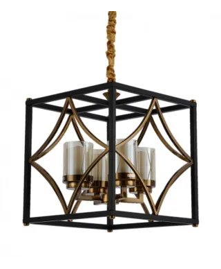 Lampa wisząca - Czarno Mosiężna Loft Quadrato