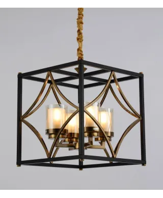 Lampa wisząca - Czarno Mosiężna Loft Quadrato