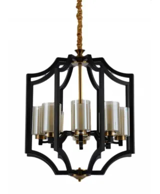 Lampa wisząca - Czarno Mosiężna Loft Vigatto W8