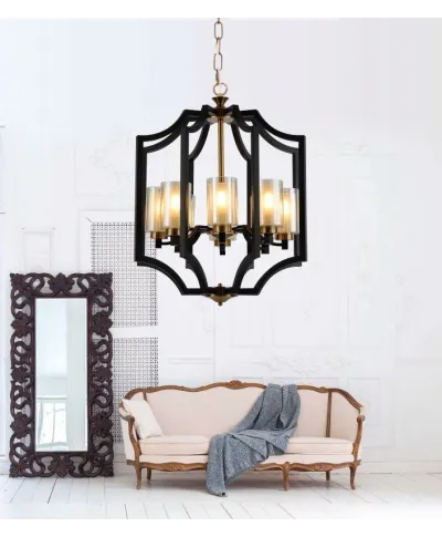 Lampa wisząca - Czarno Mosiężna Loft Vigatto W8