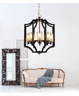 Lampa wisząca - Czarno Mosiężna Loft Vigatto W8