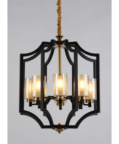 Lampa wisząca - Czarno Mosiężna Loft Vigatto W8