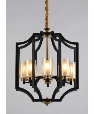 Lampa wisząca - Czarno Mosiężna Loft Vigatto W8