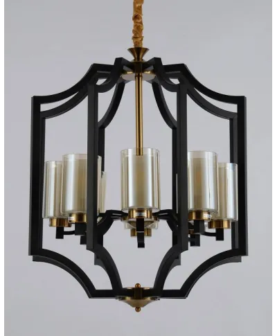 Lampa wisząca - Czarno Mosiężna Loft Vigatto W8