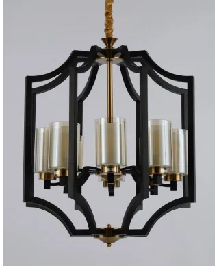 Lampa wisząca - Czarno Mosiężna Loft Vigatto W8