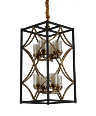 Lampa wisząca - Czarno Mosiężna Loft Quadrato Duo