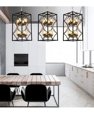 Lampa wisząca - Czarno Mosiężna Loft Quadrato Duo