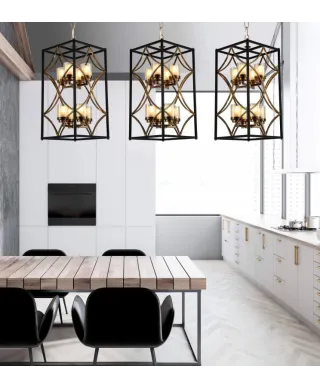 Lampa wisząca - Czarno Mosiężna Loft Quadrato Duo