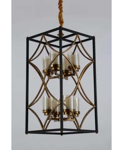 Lampa wisząca - Czarno Mosiężna Loft Quadrato Duo