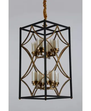 Lampa wisząca - Czarno Mosiężna Loft Quadrato Duo