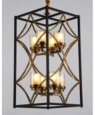 Lampa wisząca - Czarno Mosiężna Loft Quadrato Duo