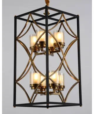 Lampa wisząca - Czarno Mosiężna Loft Quadrato Duo