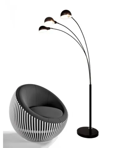Lampa Podłogowa - Stojąca 3- ramienna - Czarna - Wallscot