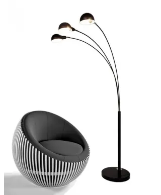 Lampa Podłogowa - Stojąca 3- ramienna - Czarna - Wallscot