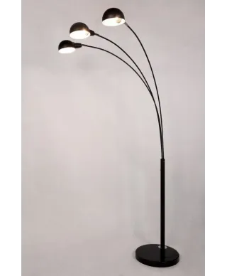 Lampa Podłogowa - Stojąca 3- ramienna - Czarna - Wallscot