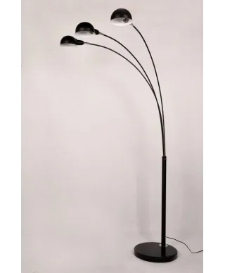 Lampa Podłogowa - Stojąca 3- ramienna - Czarna - Wallscot
