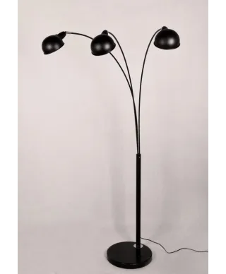 Lampa Podłogowa - Stojąca 3- ramienna - Czarna - Wallscot