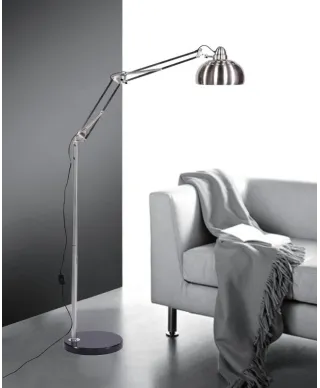 Lampa podłogowa - Stojąca - Srebrna - Rigorria