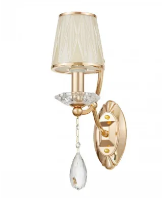 Lampa ścienna - Kryształowy Kinkiet Złoty - Dominni W1