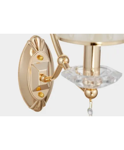 Lampa ścienna - Kryształowy Kinkiet Złoty - Dominni W1