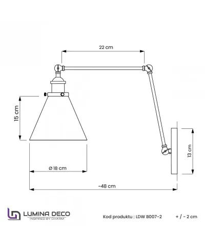 Lampa na ścianę - Kinkiet Mosiężny - Loft - Rubi W2