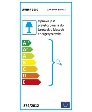 Lampa na ścianę - Kinkiet Mosiężny - Loft - Rubi W2