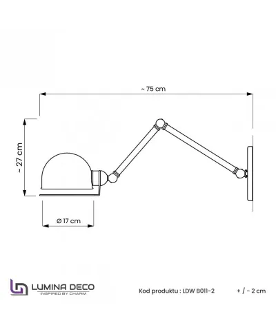 Lampa ścienna - Kinkiet Loft Mosiądz - Glum W2