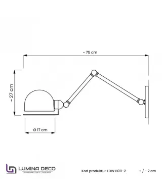 Lampa ścienna - Kinkiet Loft Mosiądz - Glum W2
