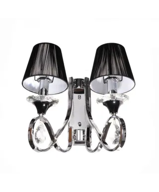 Lampa ścienna - Kinkiet kryształowy - Czarny - Negrio W2