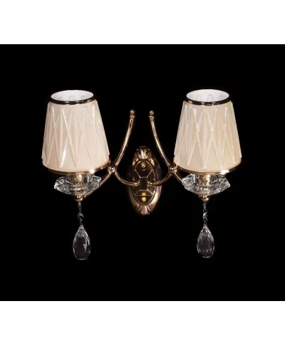Lampa ścienna - Kryształowy Kinkiet Złoty - Dominni W2