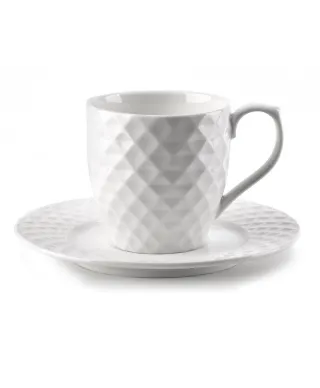 Filiżanka porcelanowa - ze spodkiem - Diament - 230 ml