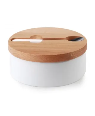 Cukiernica z łyżeczką - Ceramiczna - Okrągła - 14,7x6cm