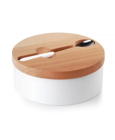 Cukiernica z łyżeczką - Ceramiczna - Okrągła - 14,7x6cm